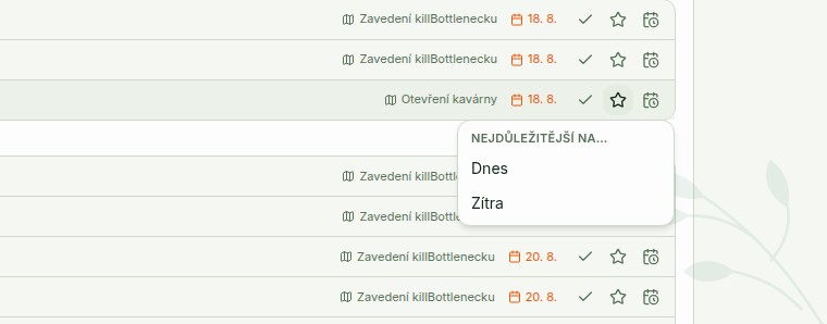 Detail pop-overu hvězdičky: Nejdůležitější na… s volbami Dnes a Zítra
